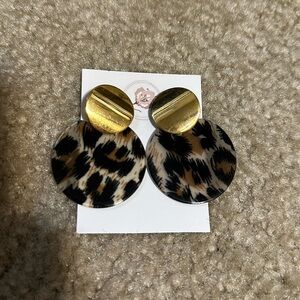 Leopard & gold acrylic earrings